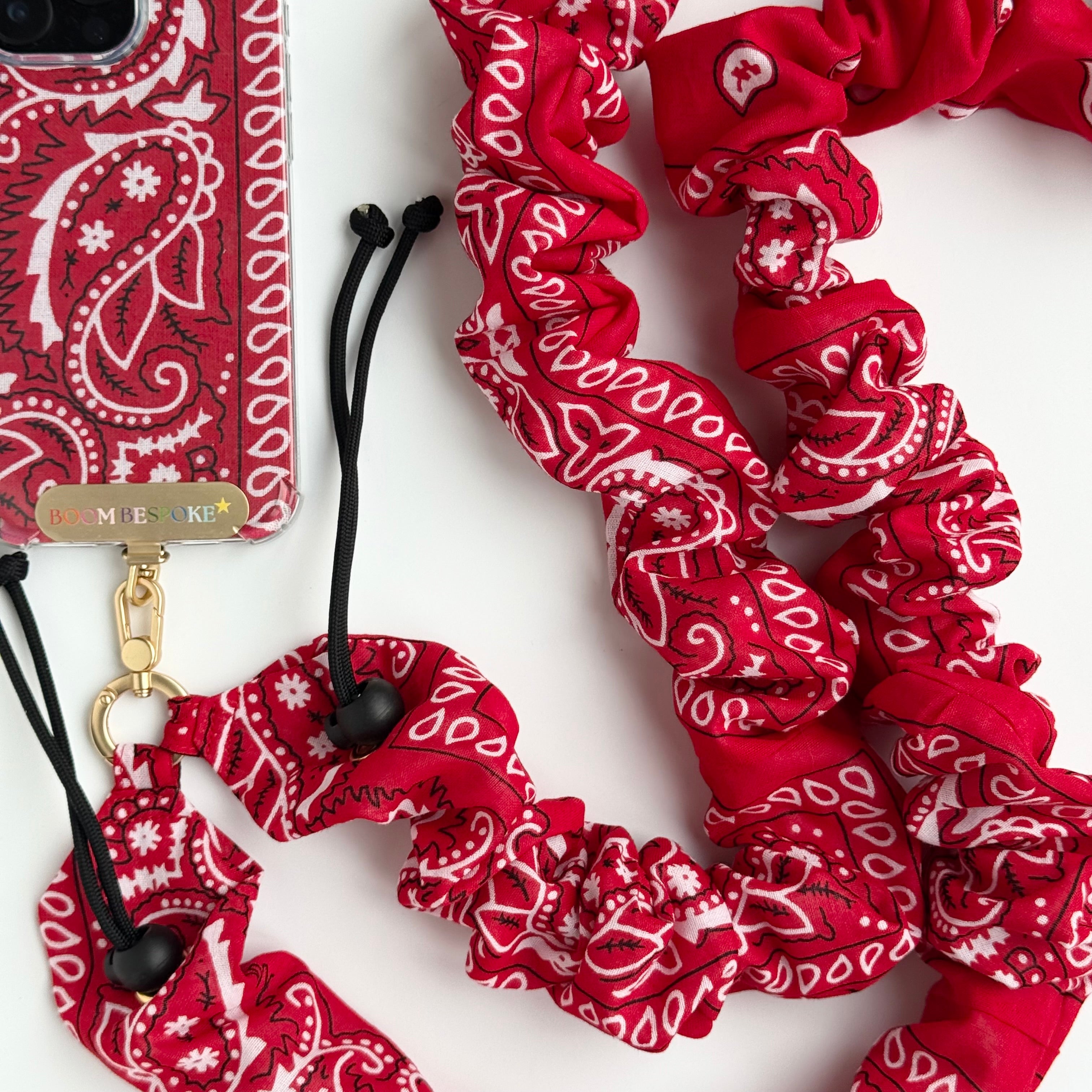 RED BANDANA ADJUSTABLE CROSSBODY PHONE STRAP