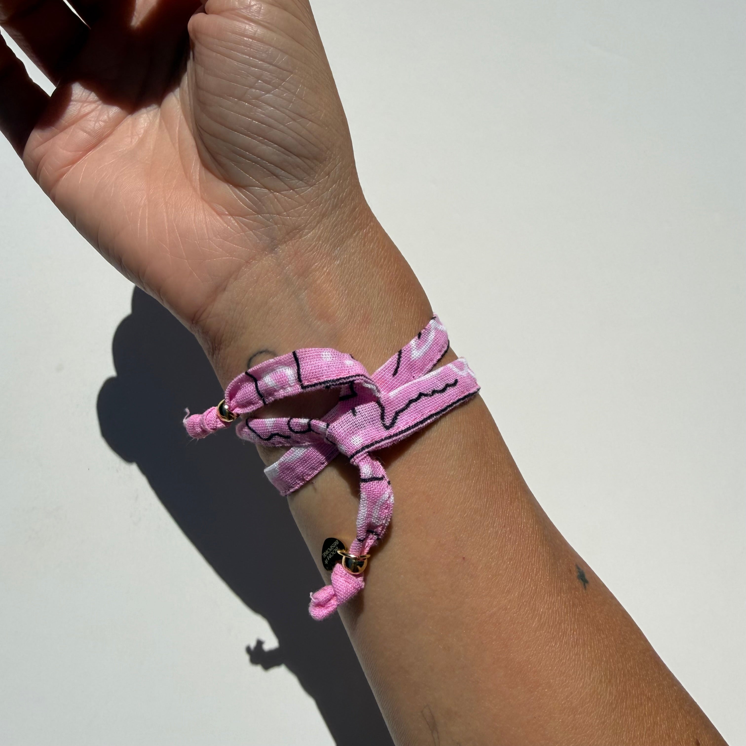 ‘GRAPEFRUIT’ PINK BANDANA WRAP BRACELET BY BOOM BESPOKE