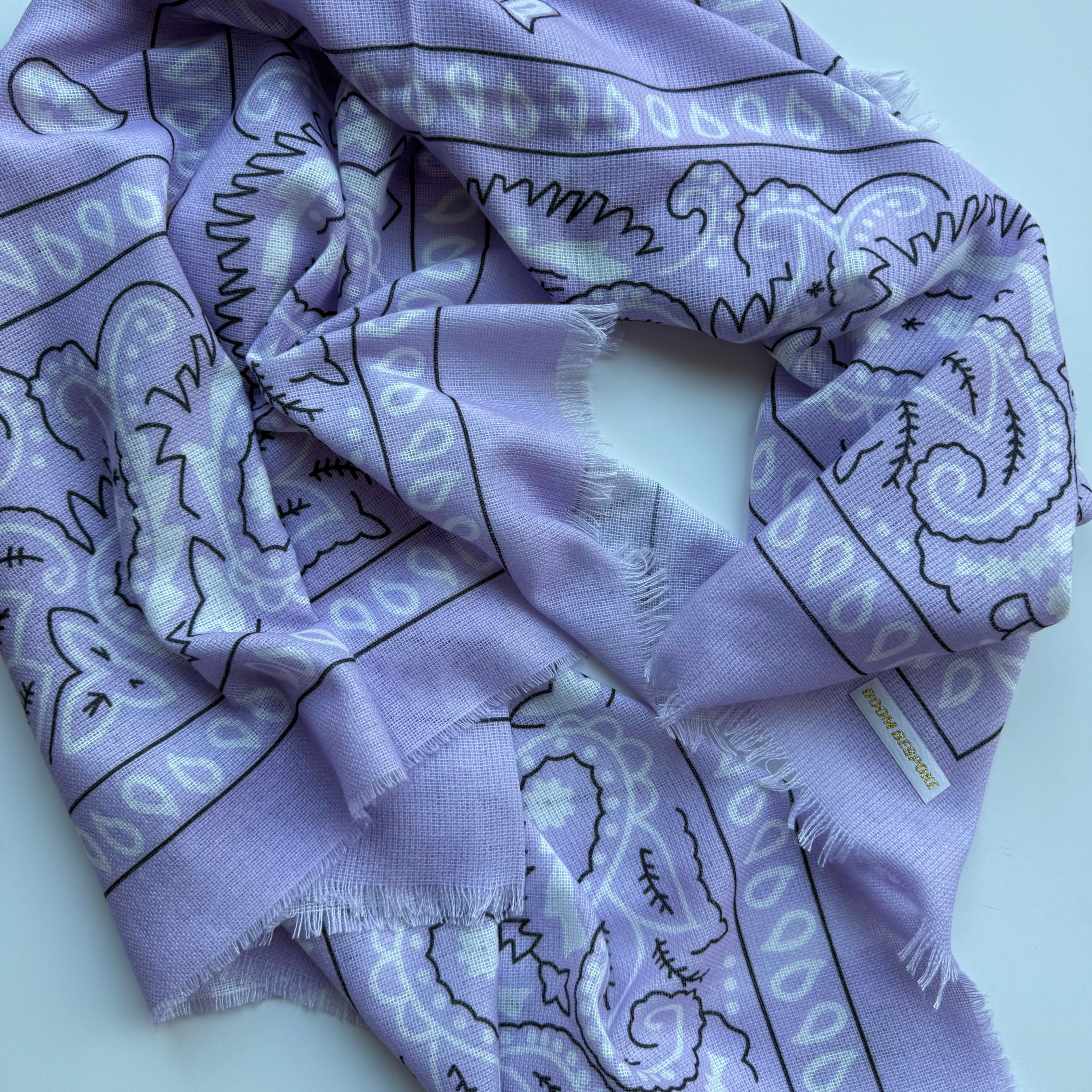 ‘LAVENDER’ LILAC FINE KNIT BANDANA LARGE SCARF