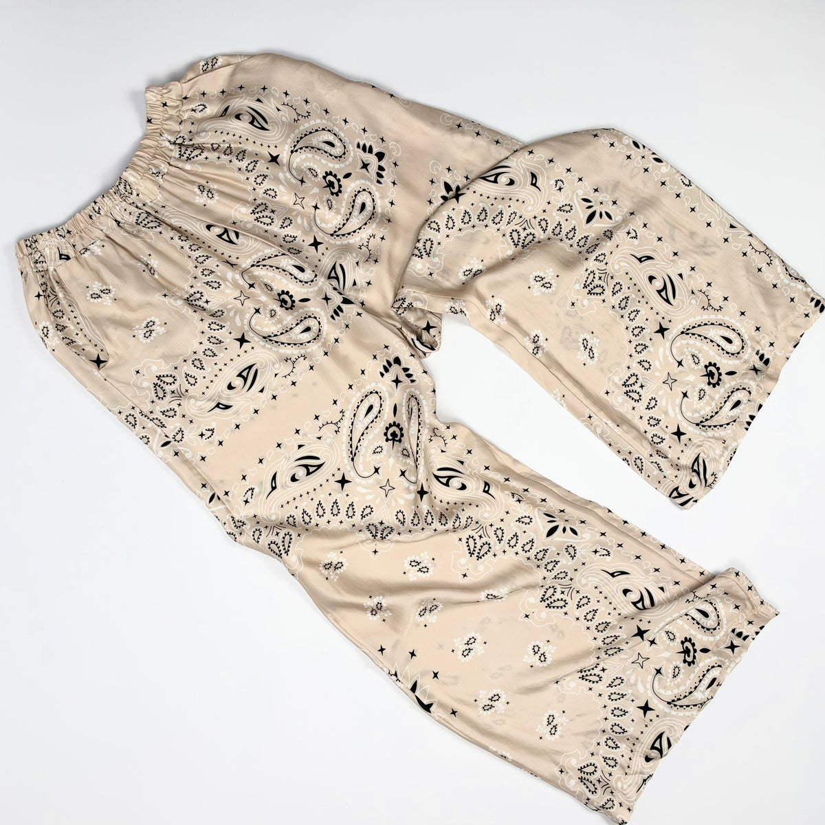 'VANILLA' GREIGE BANDANA SILKY SHIRT & TROUSER SET