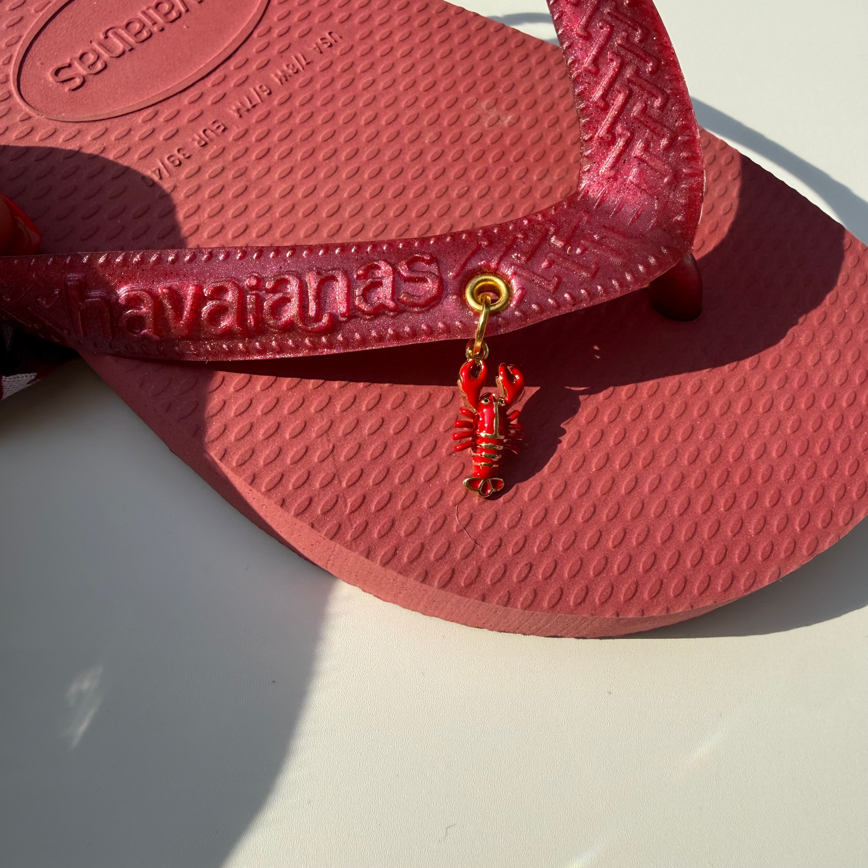 ‘LOBSTER’ BURGUNDY BANDANA HAVAIANAS TOP FLIP FLOPS BY BOOM BESPOKE