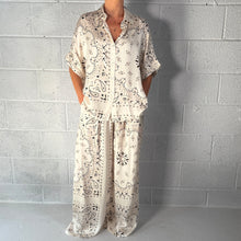 Load image into Gallery viewer, ‘COCONUT’ CREAM BANDANA SILK TROUSERS CO-ORD
