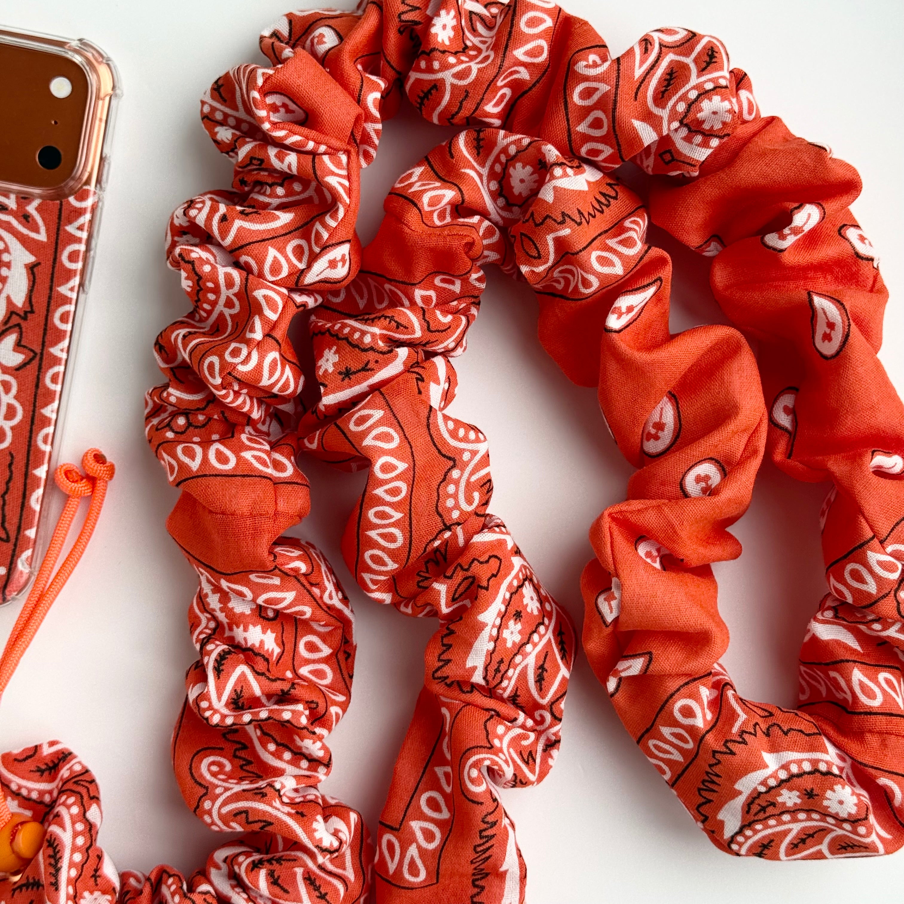 ORANGE BANDANA ADJUSTABLE CROSSBODY PHONE STRAP