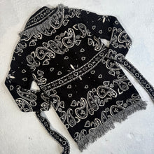 Load image into Gallery viewer, PREORDER ‘INKED’ BANDANA KNIT BELTED LONGLINE CARDIGAN
