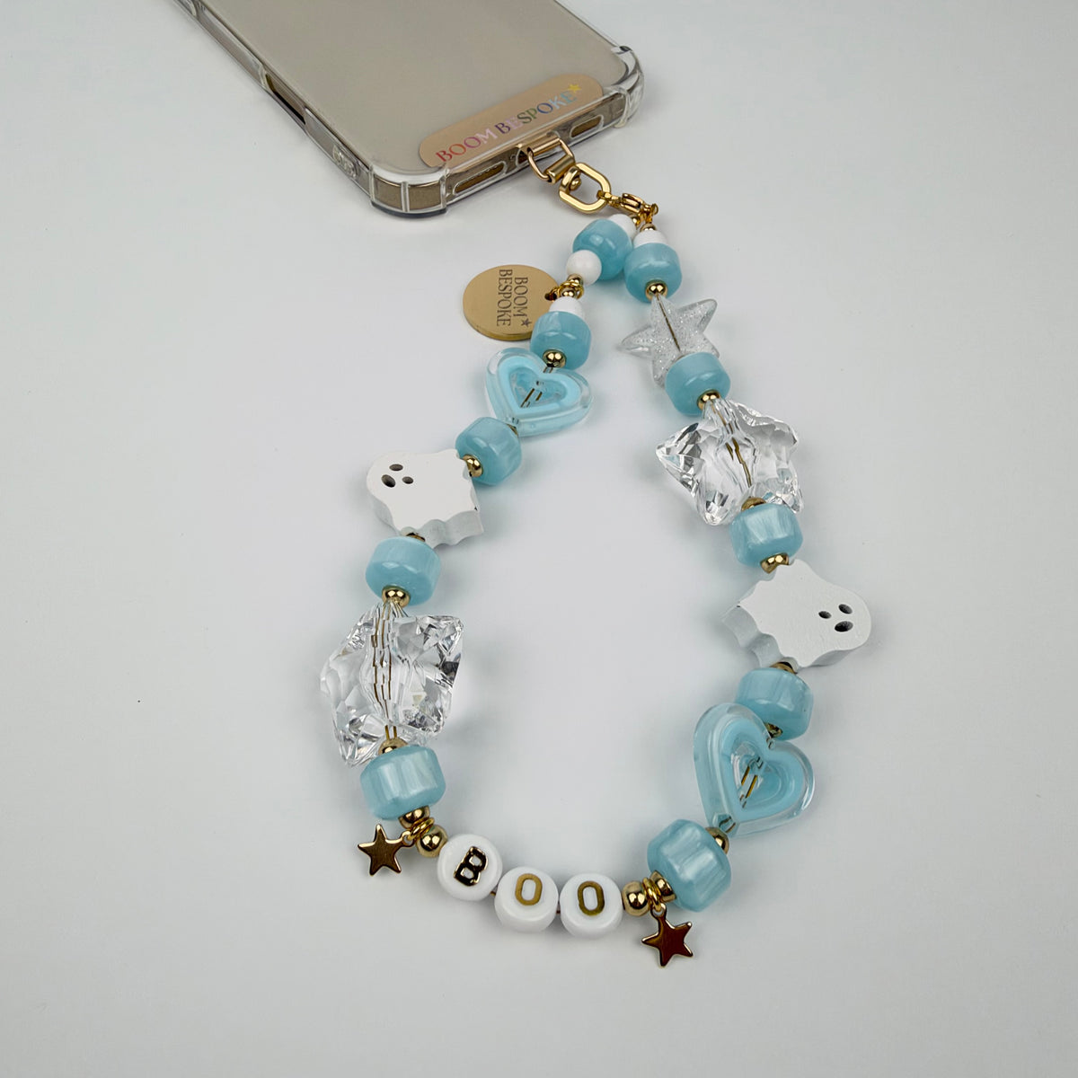 ‘BOO BLUE’ GHOST PHONE BEADS BY BOOM BESPOKE