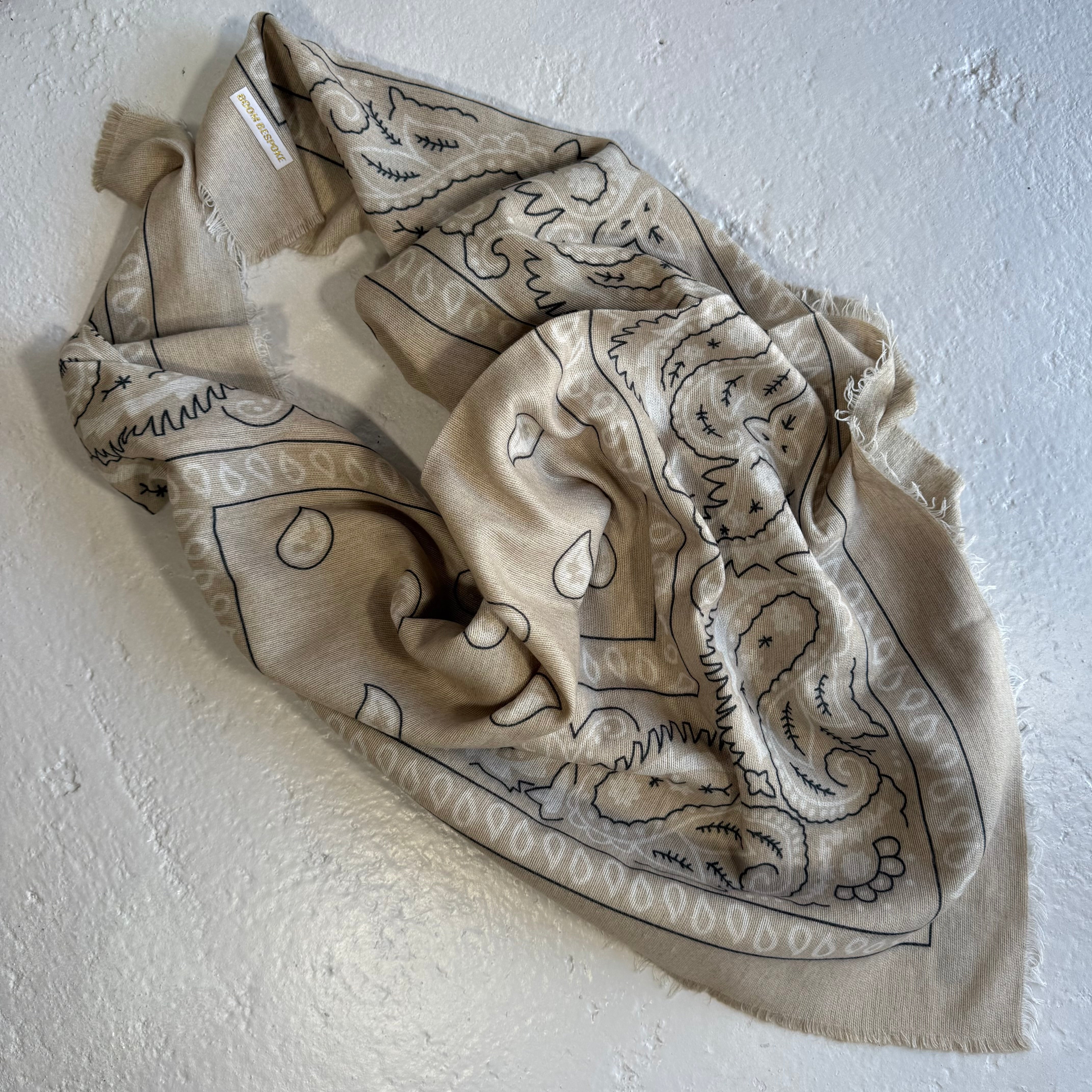 ‘OAT’ CREAM FINE KNIT BANDANA LARGE SCARF