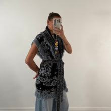 Load image into Gallery viewer, PREORDER ‘MIDNIGHT’ BANDANA KNIT BELTED LONGLINE SLEEVELESS CARDIGAN
