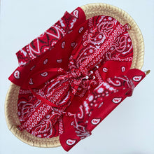 Load image into Gallery viewer, ‘CHERRY’ RED BANDANA BASKET BAG BY BOOM BESPOKE
