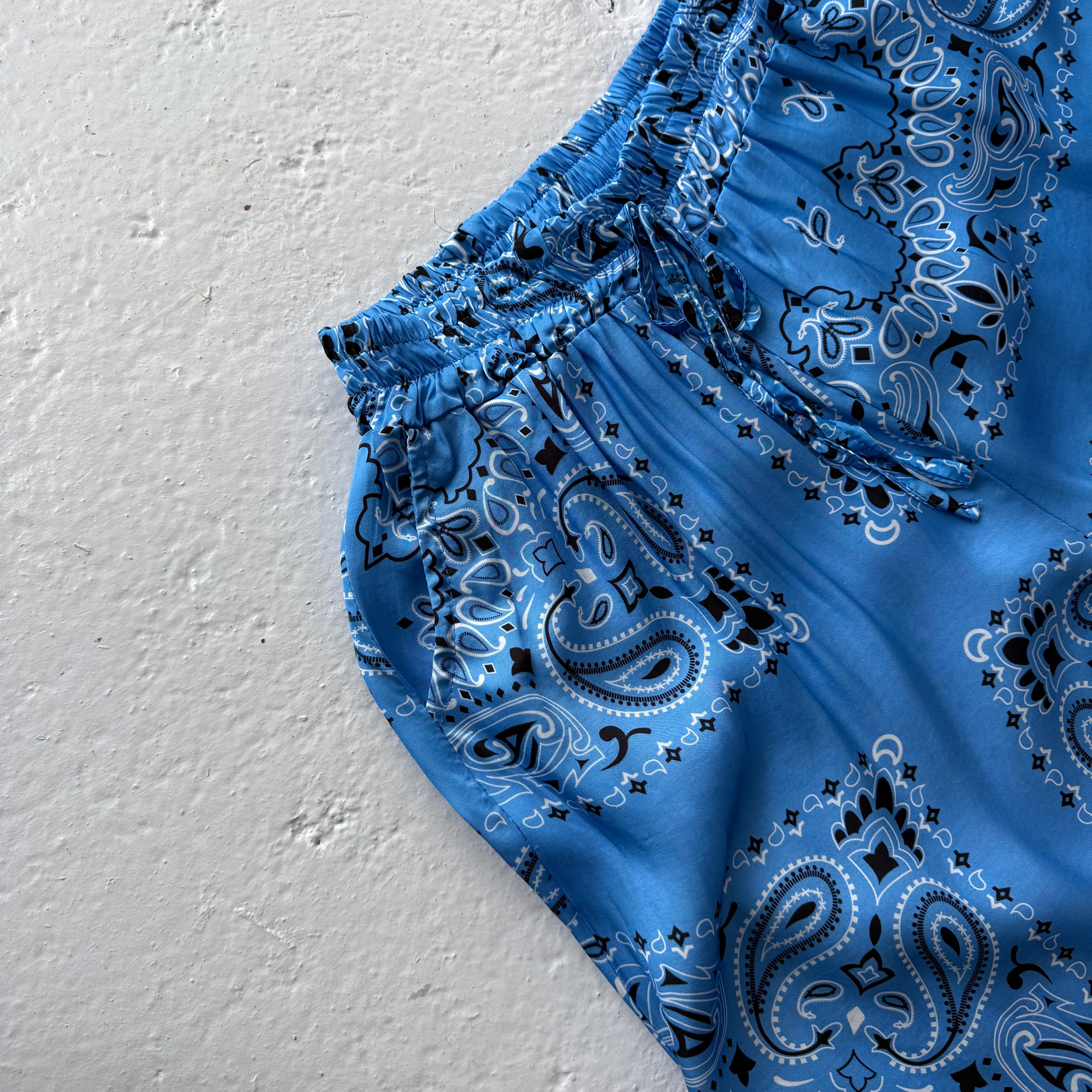 ‘AZURE’ BLUE BANDANA SILK TROUSERS CO-ORD
