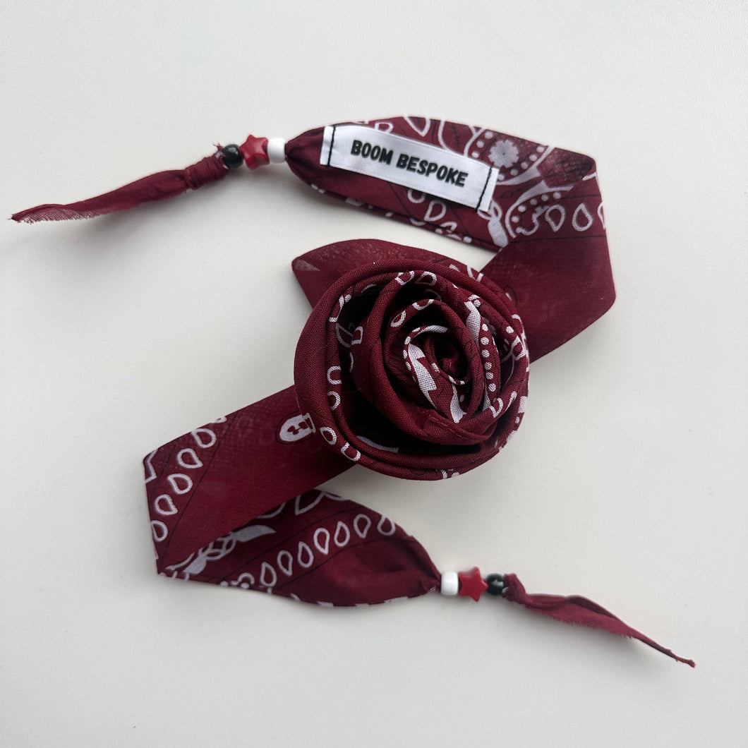 BURGUNDY BANDANA ROSE CHOKER BY BOOM BESPOKE