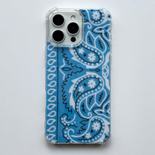 Load image into Gallery viewer, BLUE EMBROIDERED BANDANA PHONE INSERT WITH CASE
