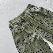 Load image into Gallery viewer, ‘CACTUS’ GREEN BANDANA SILK TROUSERS CO-ORD
