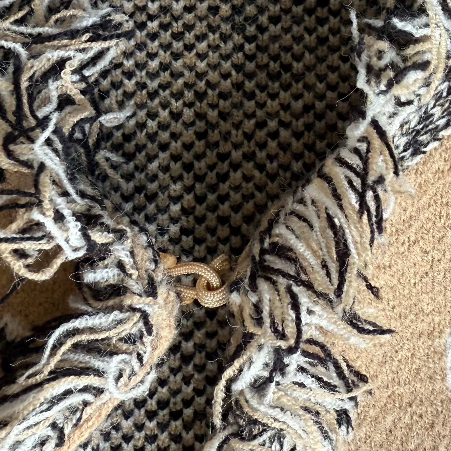 ‘LATTE’ FRINGED BANDANA KNIT WAISTCOAT