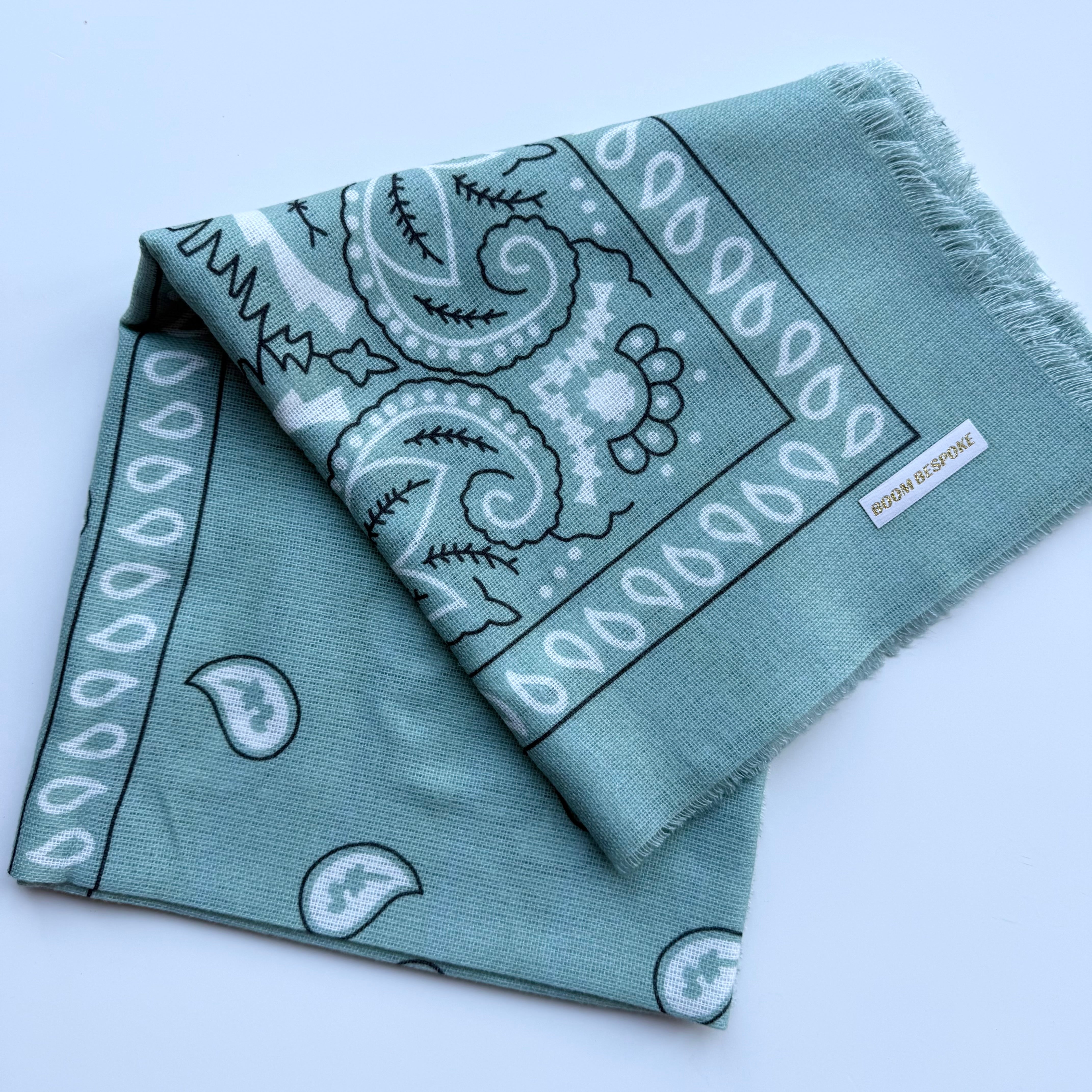 ‘SEA GLASS’ GREEN FINE KNIT BANDANA LARGE SCARF