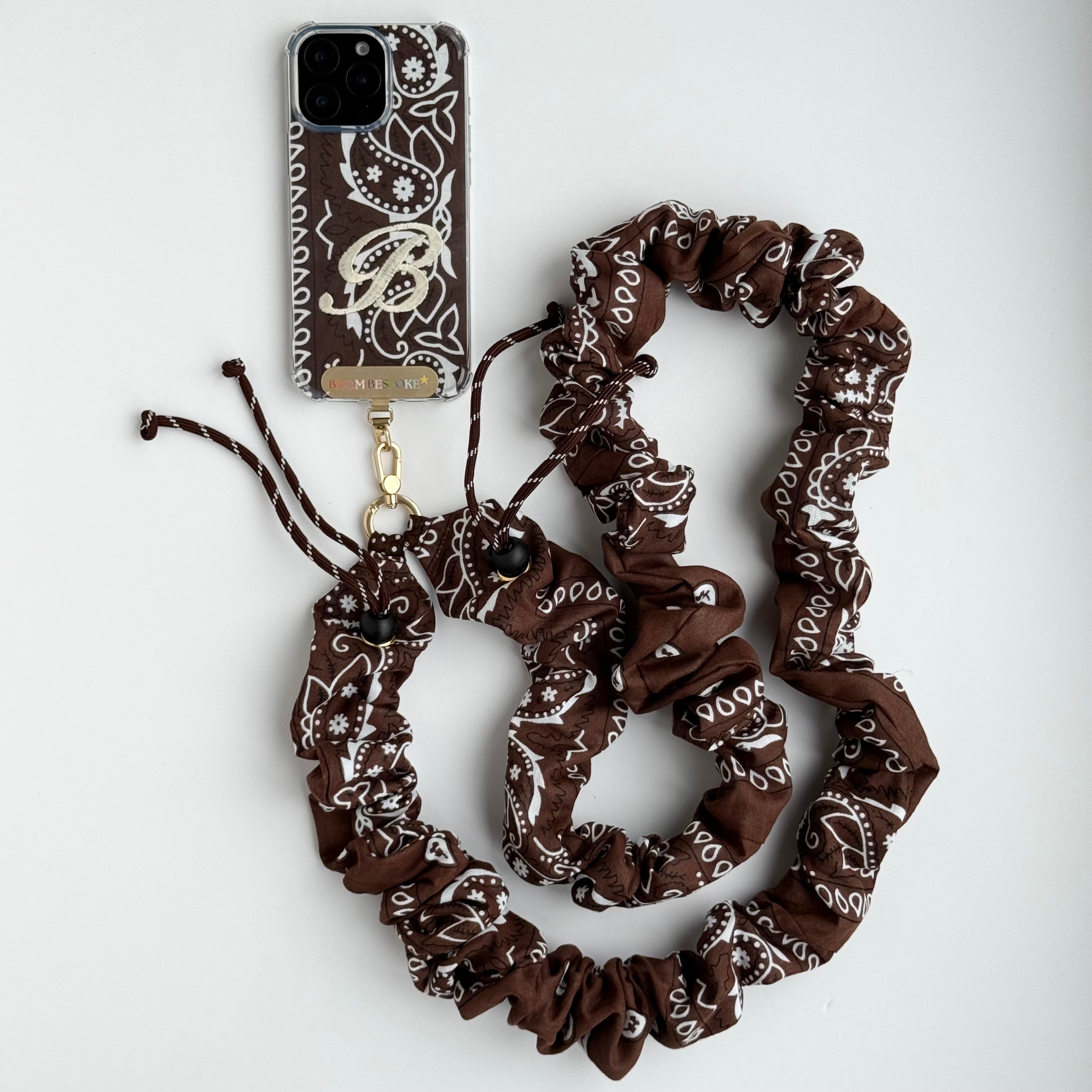 BROWN BANDANA ADJUSTABLE CROSSBODY PHONE STRAP