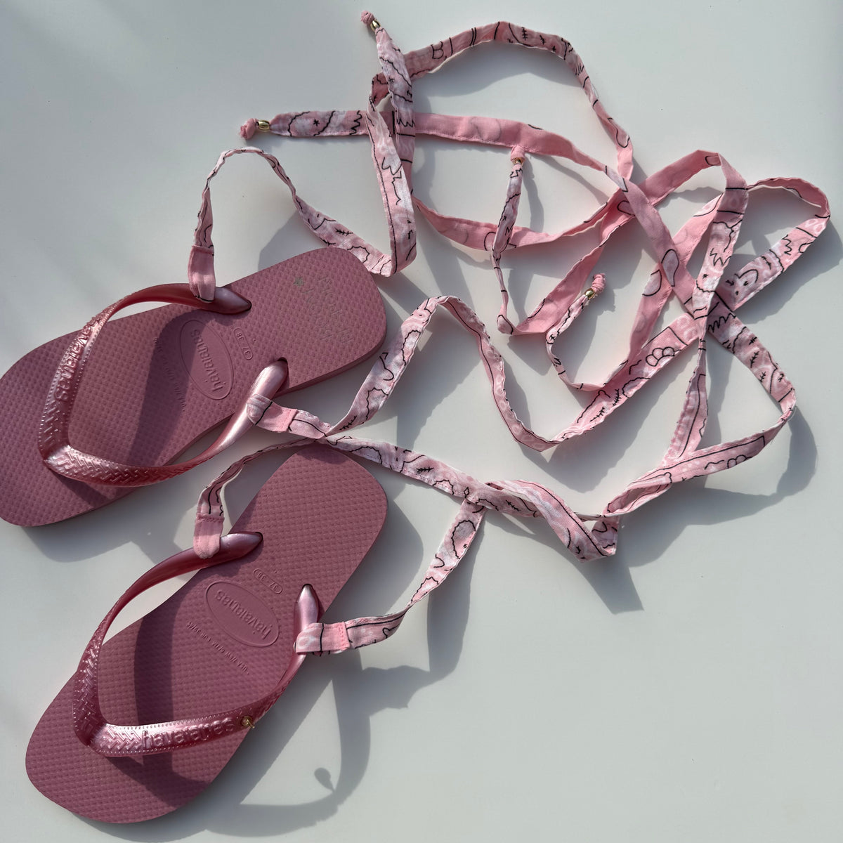 ‘BALLERINA’ PINK BANDANA HAVAIANAS TOP FLIP FLOPS BY BOOM BESPOKE