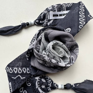 GREY OMBRÉ BANDANA ROSE CHOKER BY BOOM BESPOKE