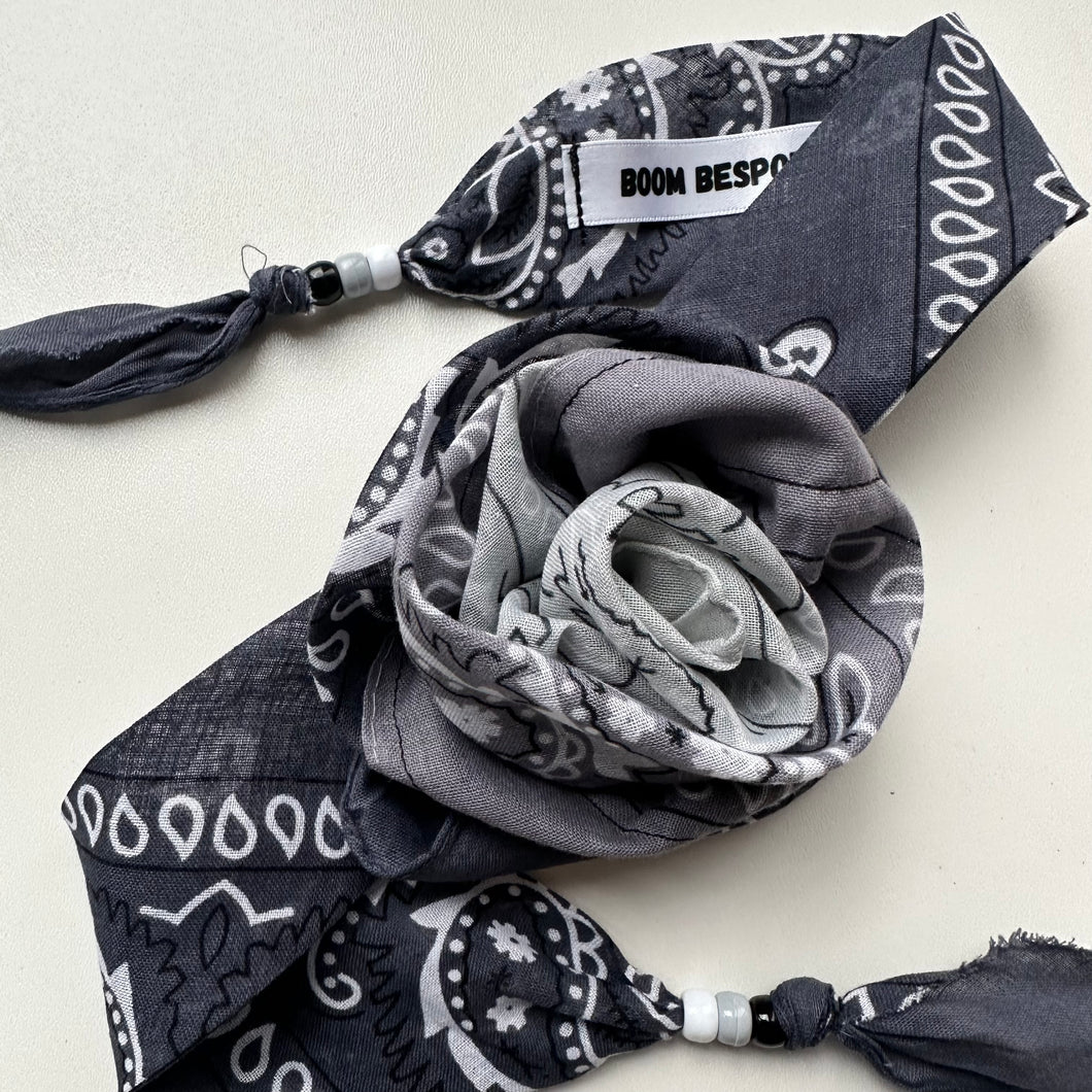GREY OMBRÉ BANDANA ROSE CHOKER BY BOOM BESPOKE