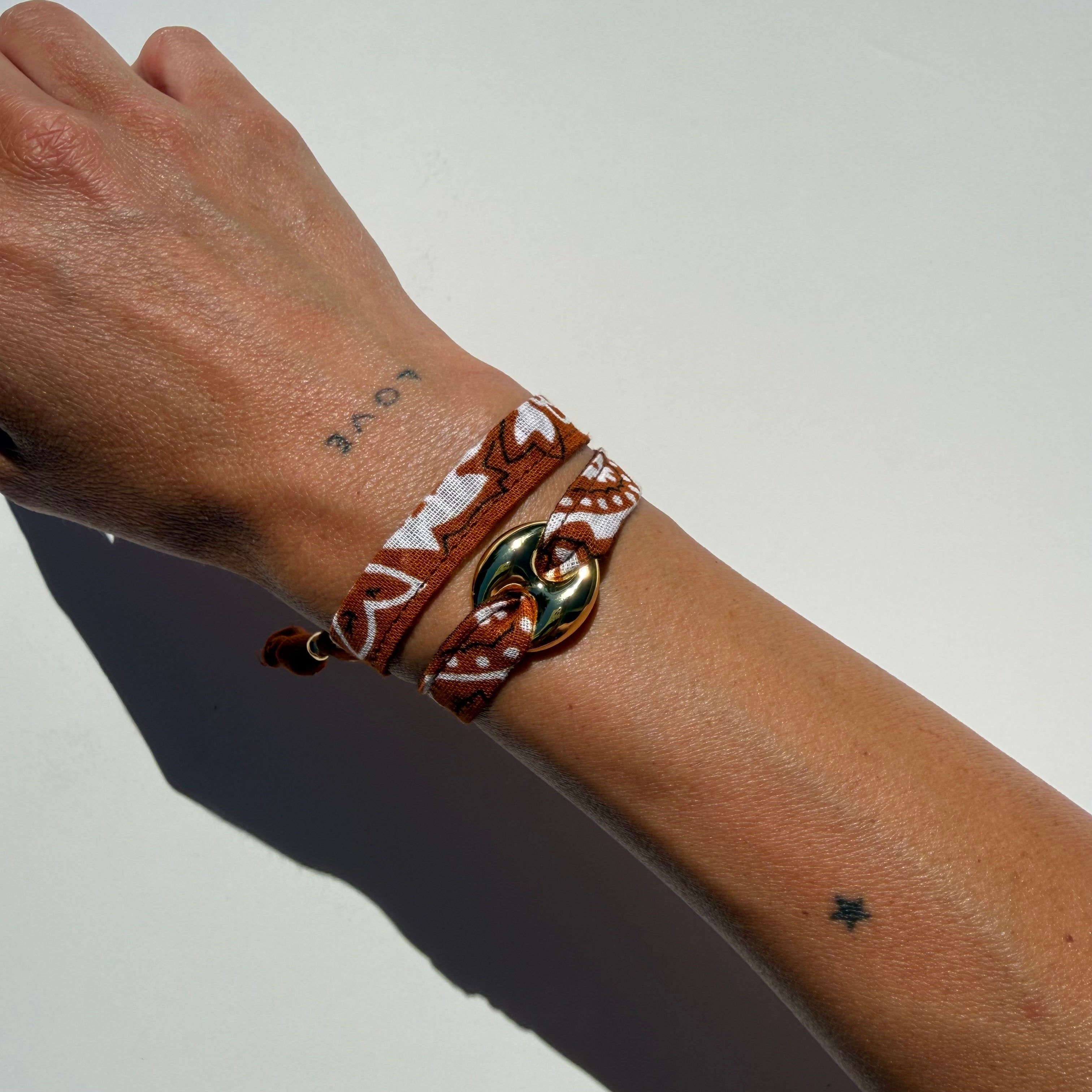 ‘CARAMEL’ TAN BANDANA WRAP BRACELET BY BOOM BESPOKE