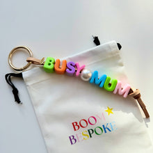 Load image into Gallery viewer, ‘MUM’ CHUNKY LEATHER BEADED BAG CHARM BY BOOM BESPOKE

