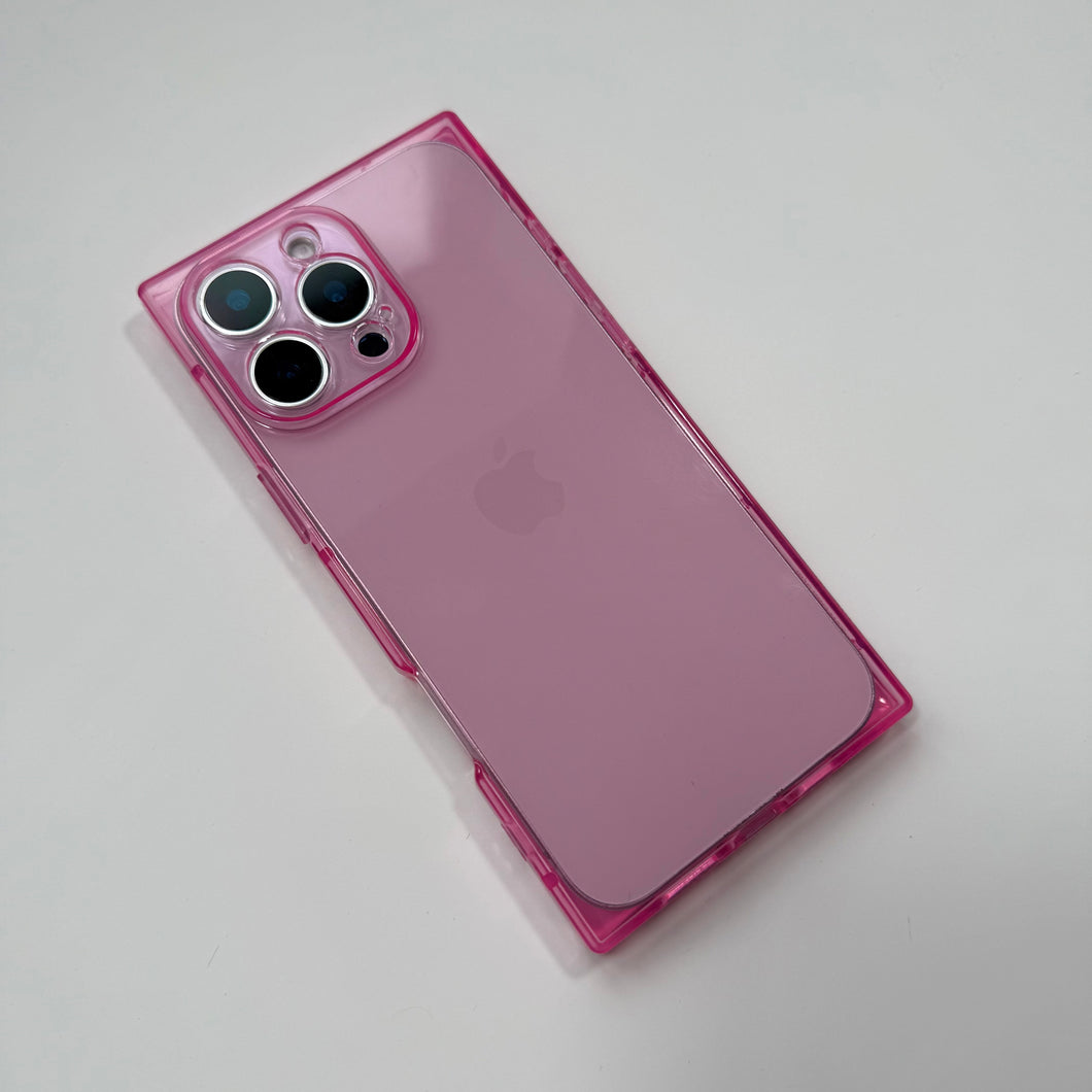 SQUARE TRANSPARENT PINK IPHONE CASE