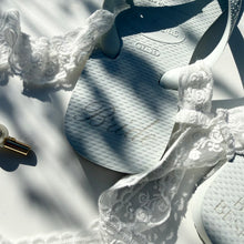 Load image into Gallery viewer, ‘BRIDE’ WHITE LACE HAVAIANAS TOP FLIP FLOPS BY BOOM BESPOKE
