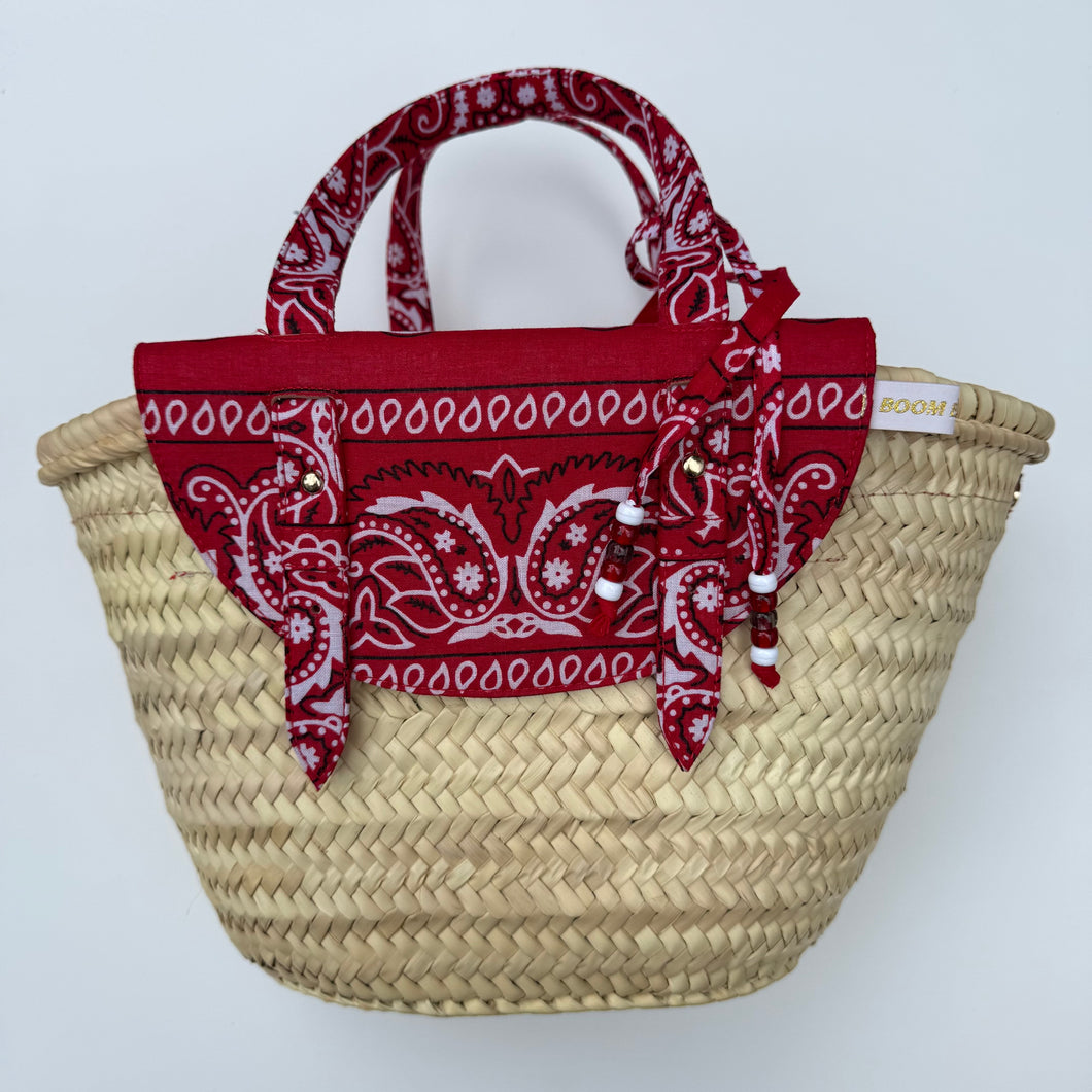 ‘CHERRY’ RED BANDANA BASKET BAG BY BOOM BESPOKE