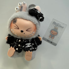 Load image into Gallery viewer, ‘BLACK BOUCLÉ’ HEHE BOOM BESPOKE LABUBU
