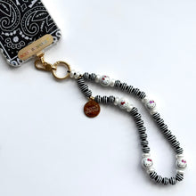 Load image into Gallery viewer, ‘KITTY’ STRIPES &amp; PEARLS PHONE BEADS BY BOOM BESPOKE

