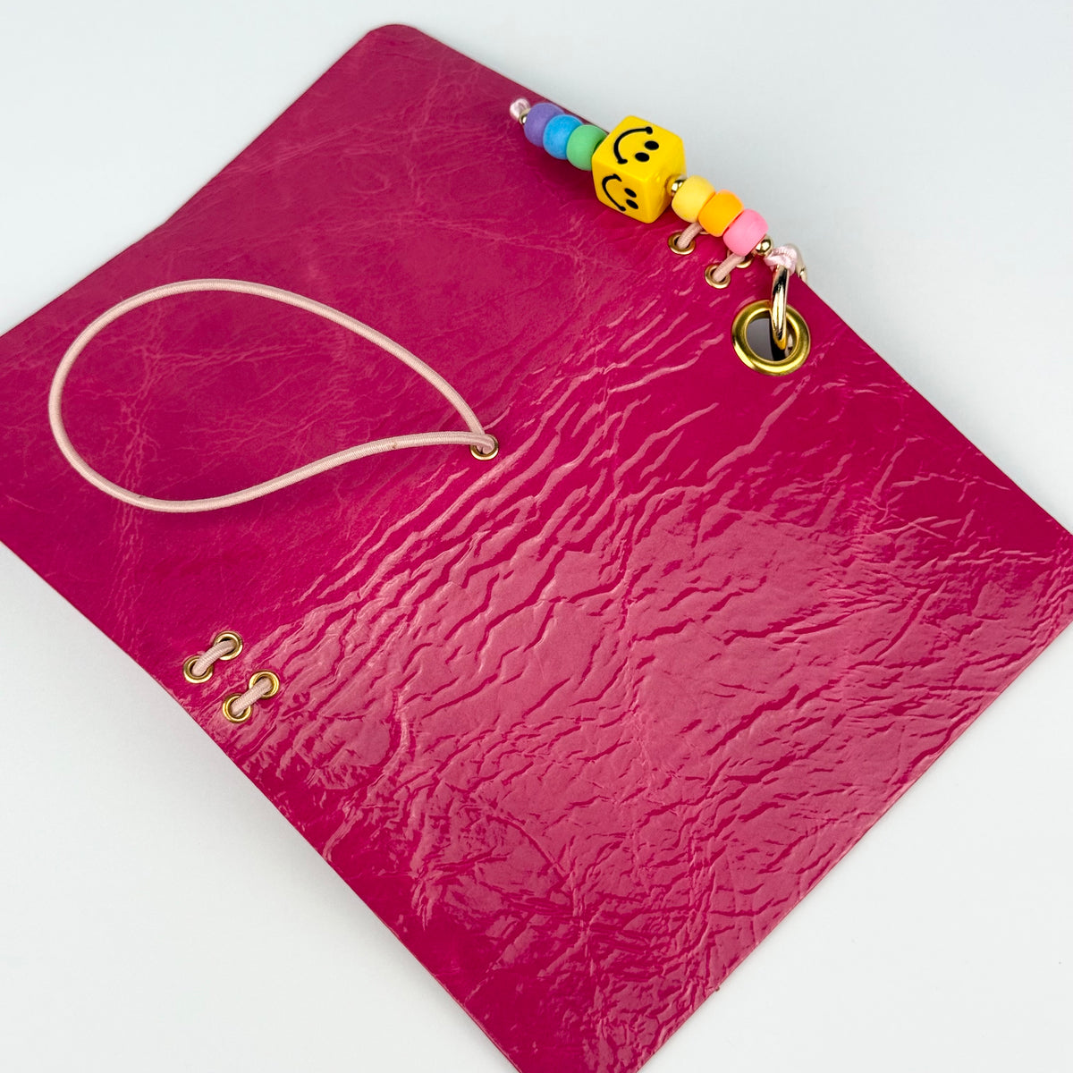 PINK LEATHER BOOM BINDER POCKET SIZE JOURNAL COVER
