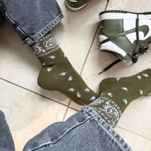 Load image into Gallery viewer, ‘LATTE’ BEIGE BANDANA SOCKS
