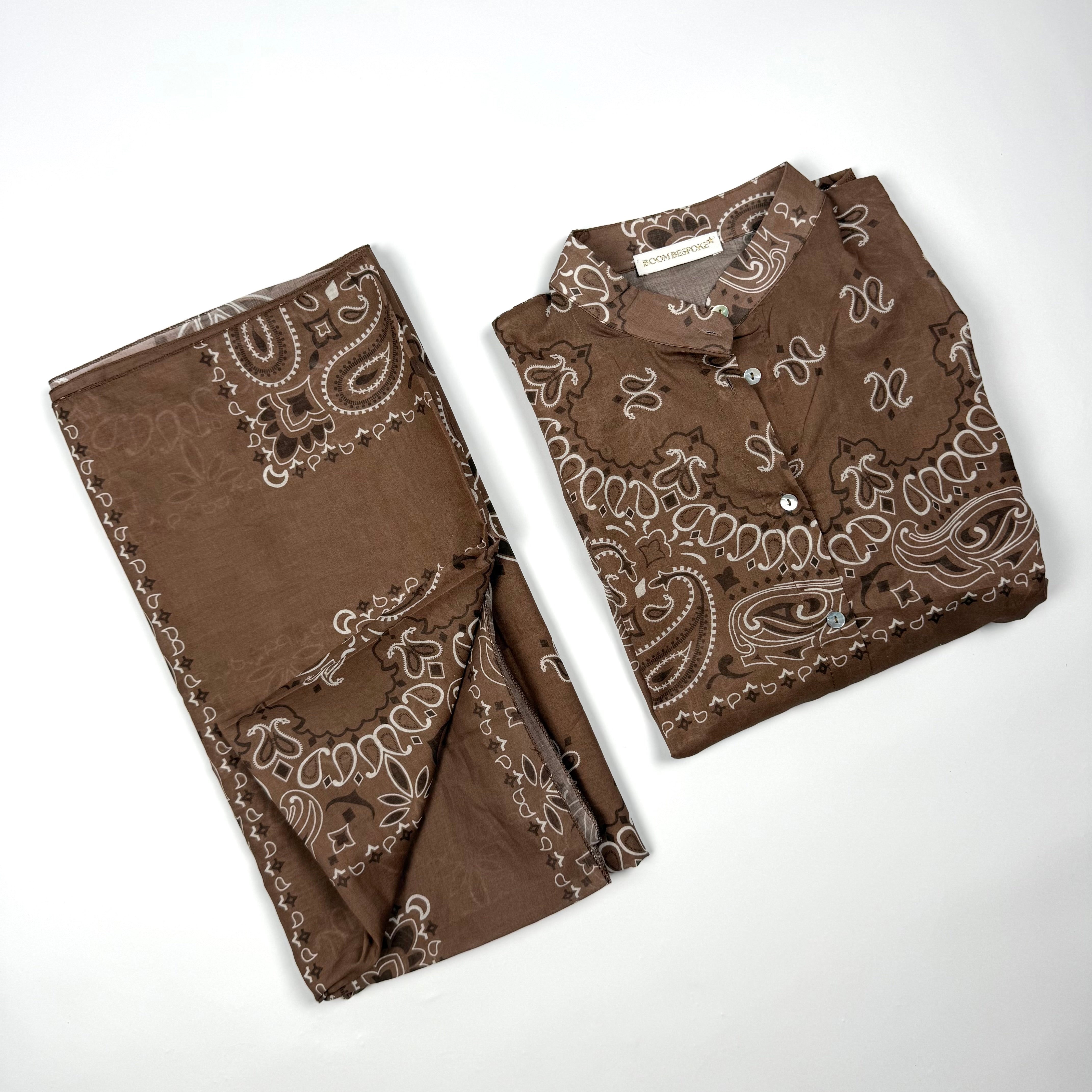 'CAPPUCCINO' DEEP TAUPE BANDANA MULTIWAY COTTON SET