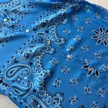 Load image into Gallery viewer, ‘AZURE’ BLUE BANDANA SILK MAXI SHIRT DRESS
