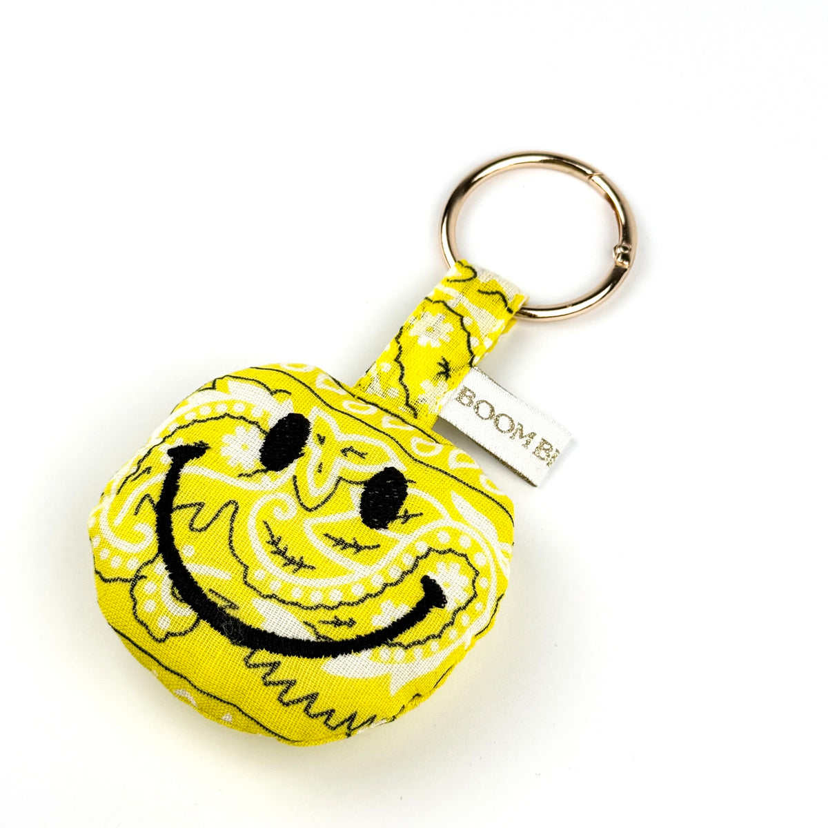 ´MADE YOU SMILE’ YELLOW BOOM PUFFY BANDANA SMILEY FACE BAG CHARM