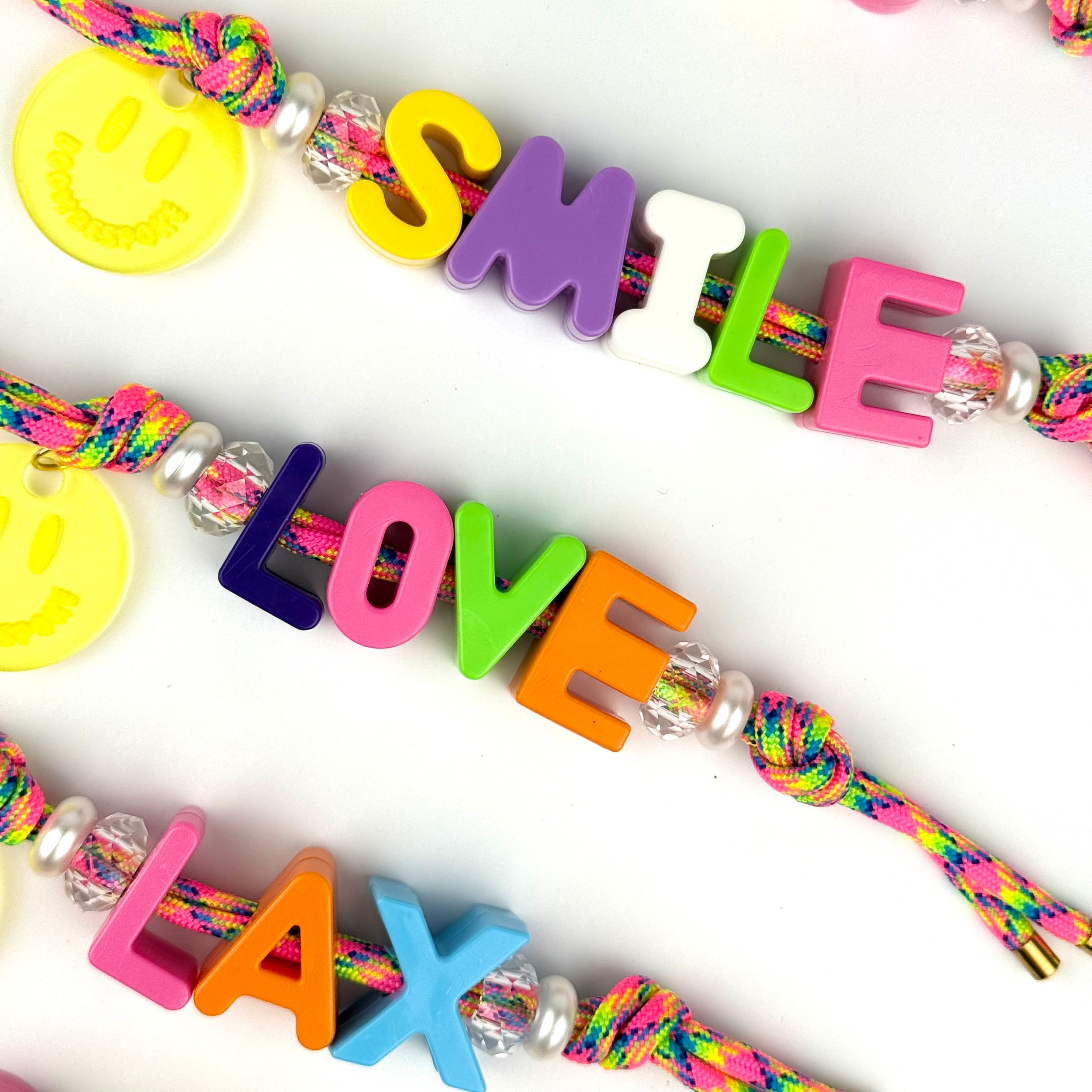 ´RAINBOW🌈 RUSH’ CHUNKY LETTER CORD BEADED BAG CHARM BY BOOM BESPOKE