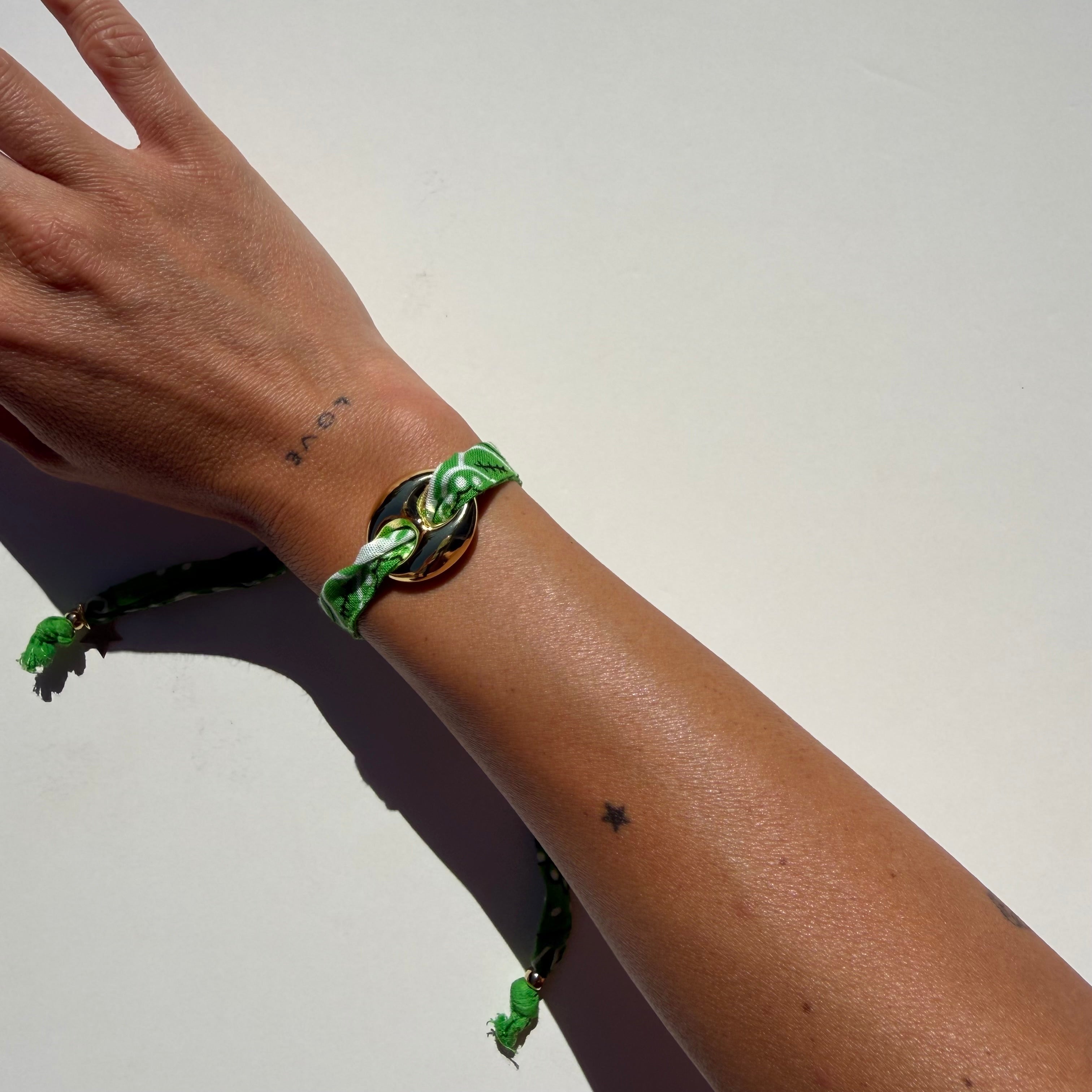 ‘BASIL’ GREEN BANDANA WRAP BRACELET BY BOOM BESPOKE