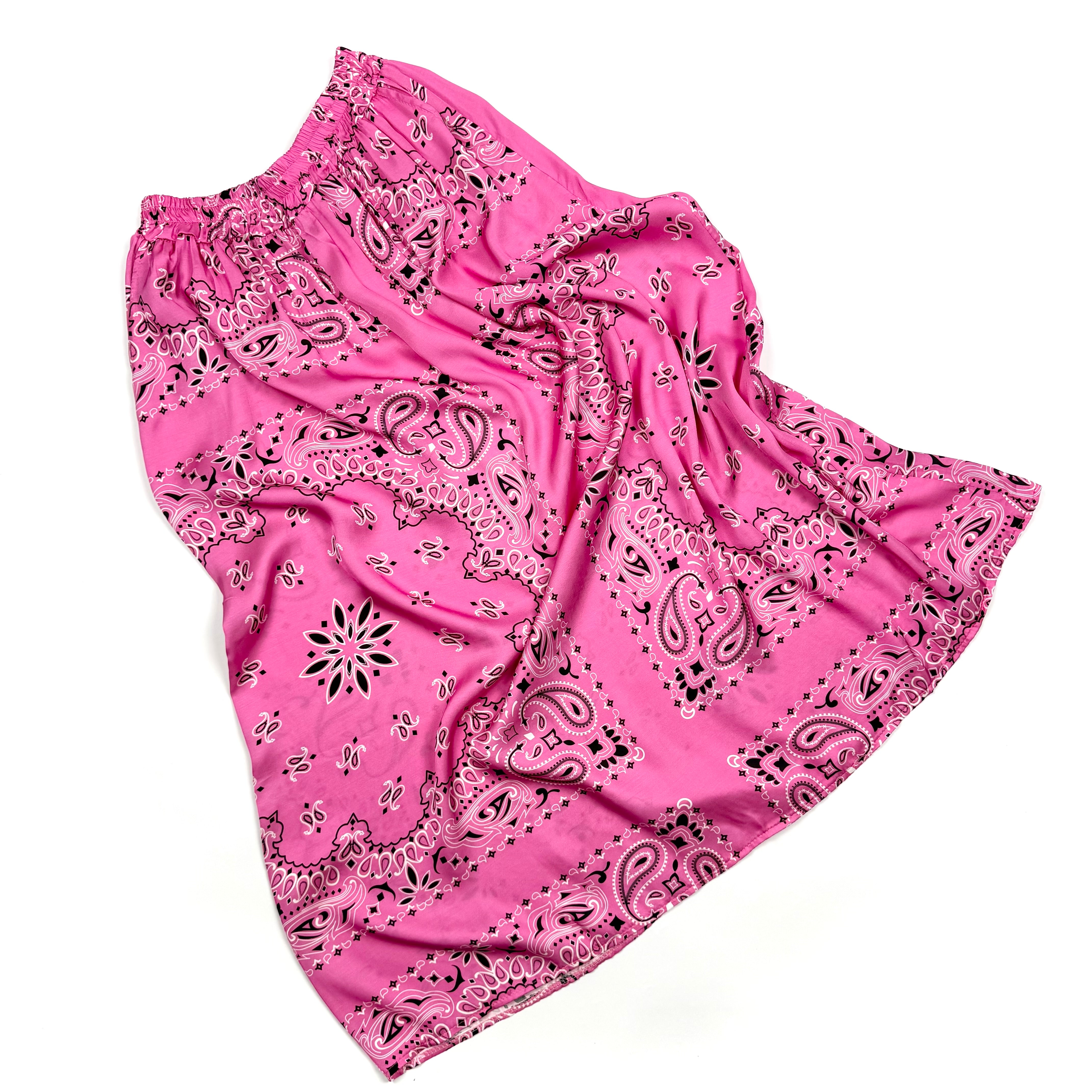 ‘FLAMINGO’ PINK BANDANA SILK SKIRT CO-ORD