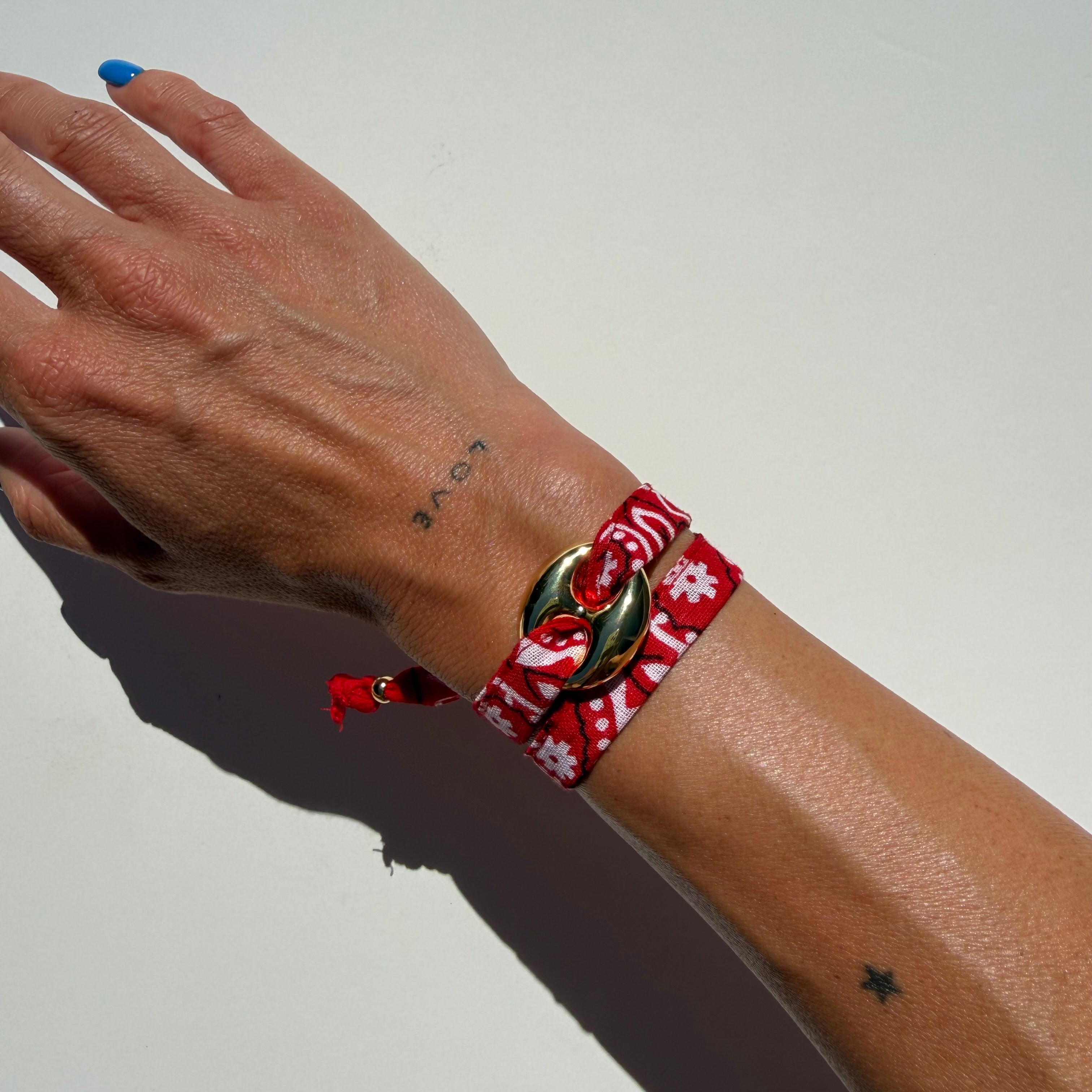 ‘CHERRY’ RED BANDANA WRAP BRACELET BY BOOM BESPOKE