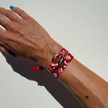 Load image into Gallery viewer, ‘CHERRY’ RED BANDANA WRAP BRACELET BY BOOM BESPOKE
