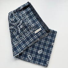 Load image into Gallery viewer, ‘DENIM’ BLUE CHEQUERED FINE KNIT BANDANA LARGE SCARF
