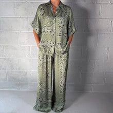 Load image into Gallery viewer, ‘CACTUS’ GREEN BANDANA SILK TROUSERS CO-ORD
