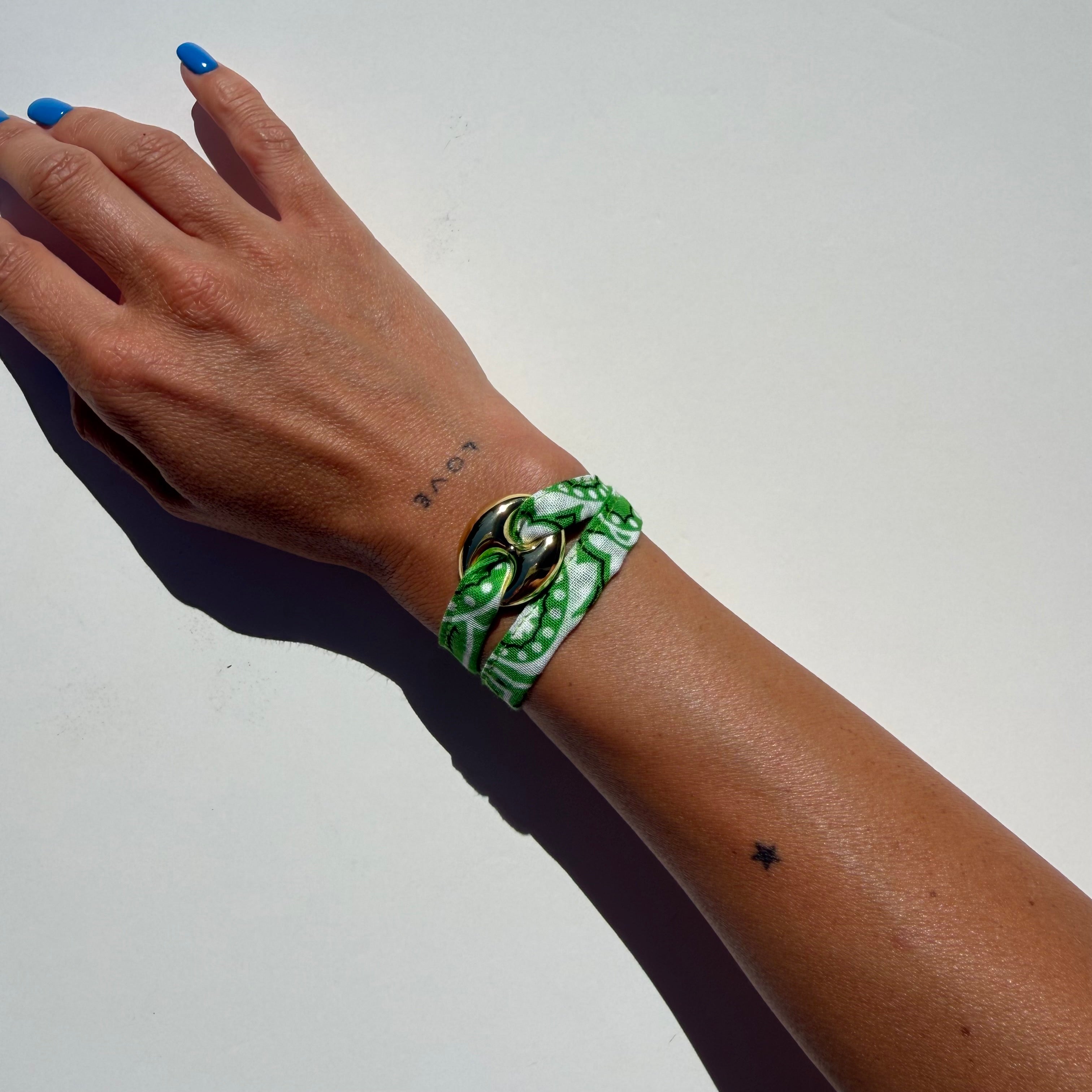 ‘BASIL’ GREEN BANDANA WRAP BRACELET BY BOOM BESPOKE
