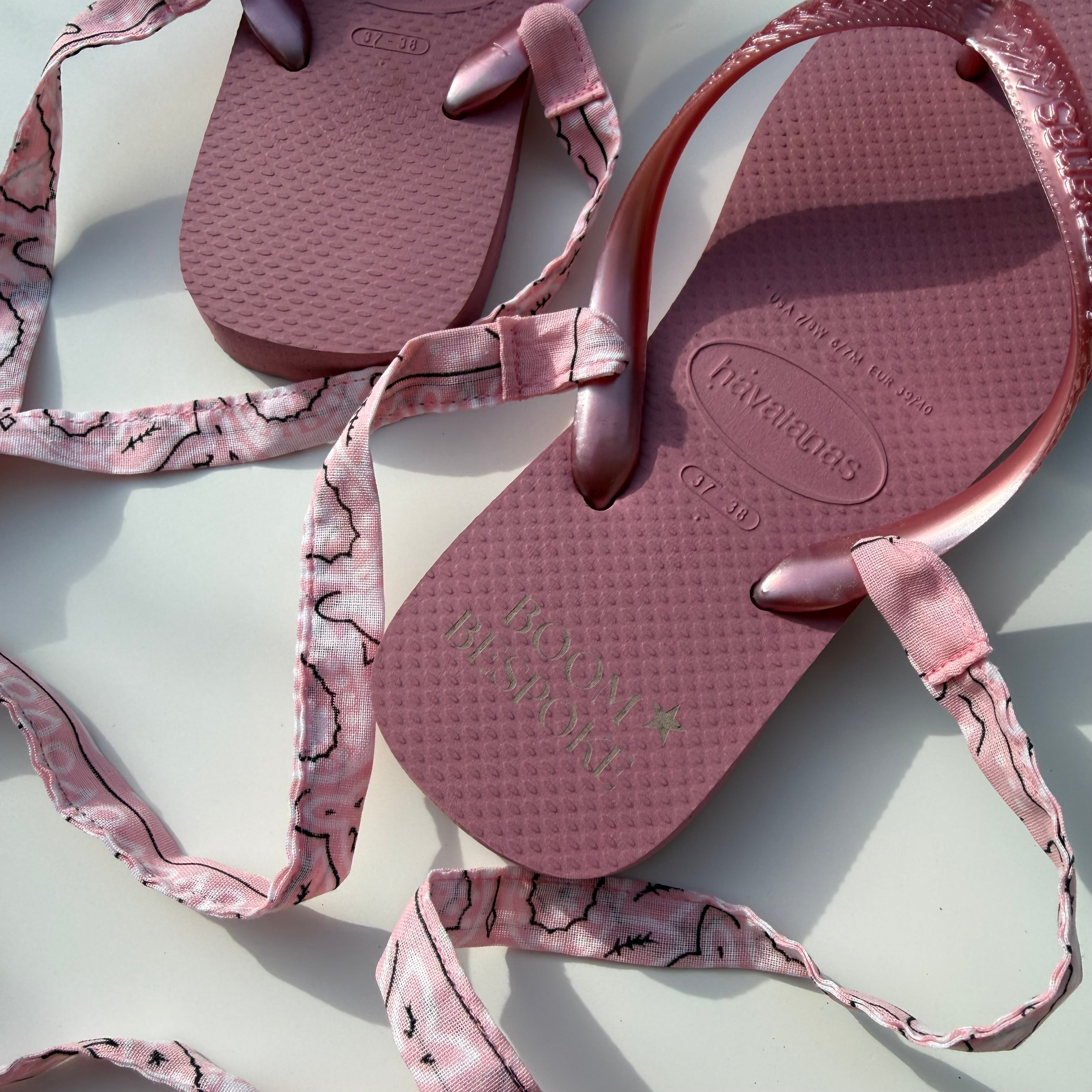 ‘BALLERINA’ PINK BANDANA HAVAIANAS TOP FLIP FLOPS BY BOOM BESPOKE