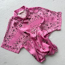 Load image into Gallery viewer, ‘FLAMINGO’ PINK BANDANA SILK SHIRT CO-ORD
