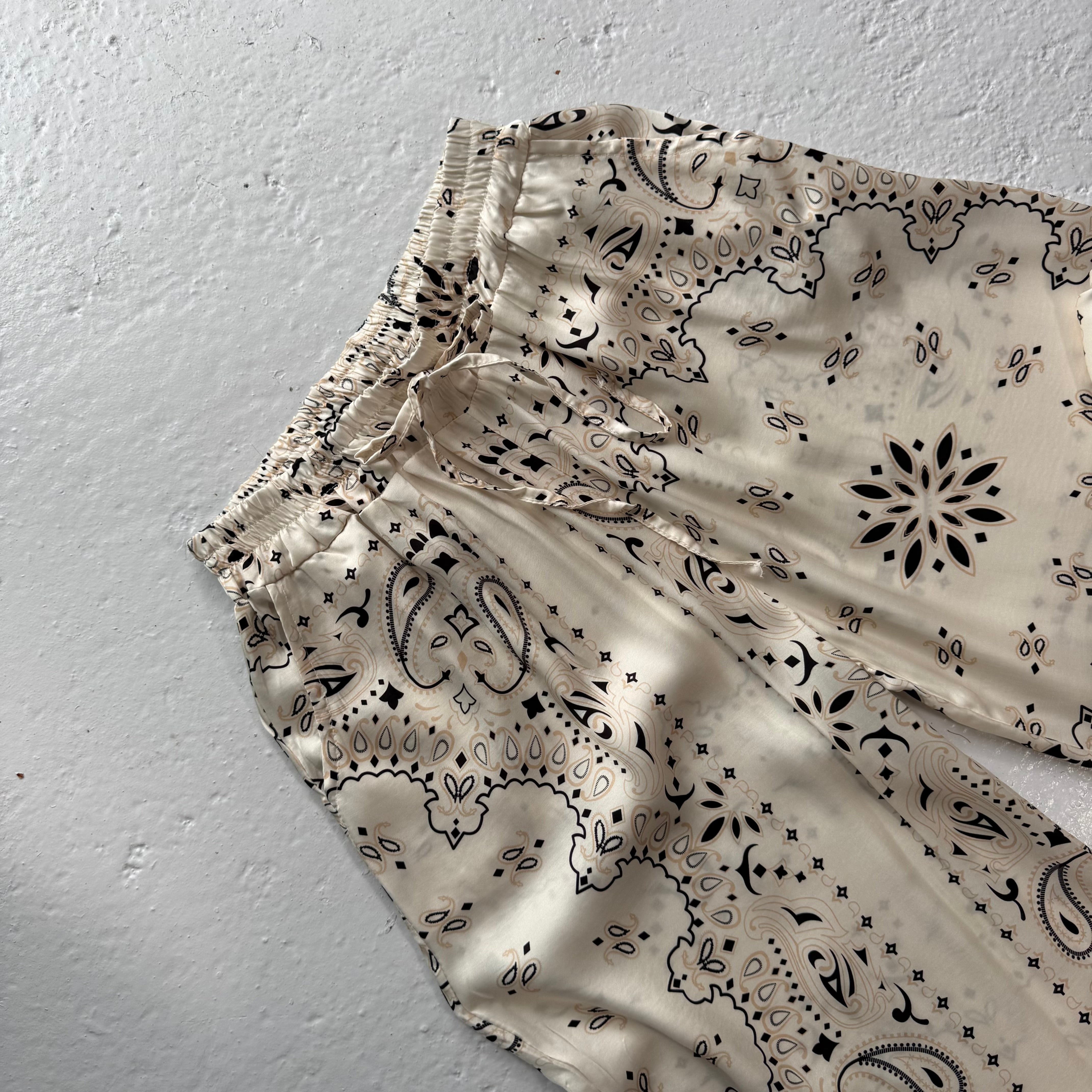 ‘COCONUT’ CREAM BANDANA SILK TROUSERS CO-ORD