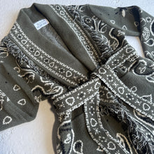 Load image into Gallery viewer, ‘OLIVE’ BANDANA KNIT BELTED LONGLINE CARDIGAN
