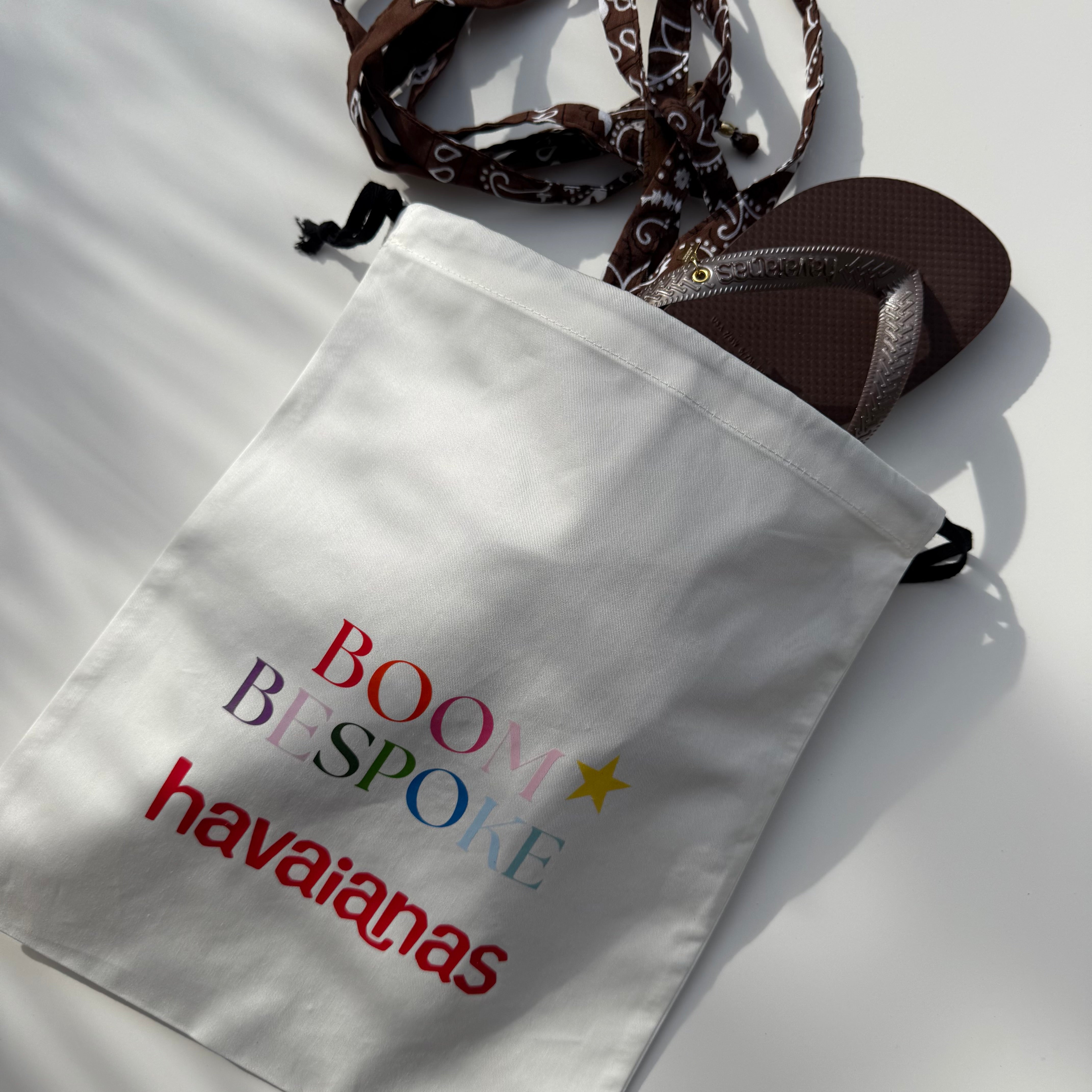 ‘ESPRESSO’ BROWN BANDANA HAVAIANAS TOP FLIP FLOPS BY BOOM BESPOKE