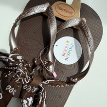 Load image into Gallery viewer, ‘ESPRESSO’ BROWN BANDANA HAVAIANAS FLIP FLOPS BY BOOM BESPOKE
