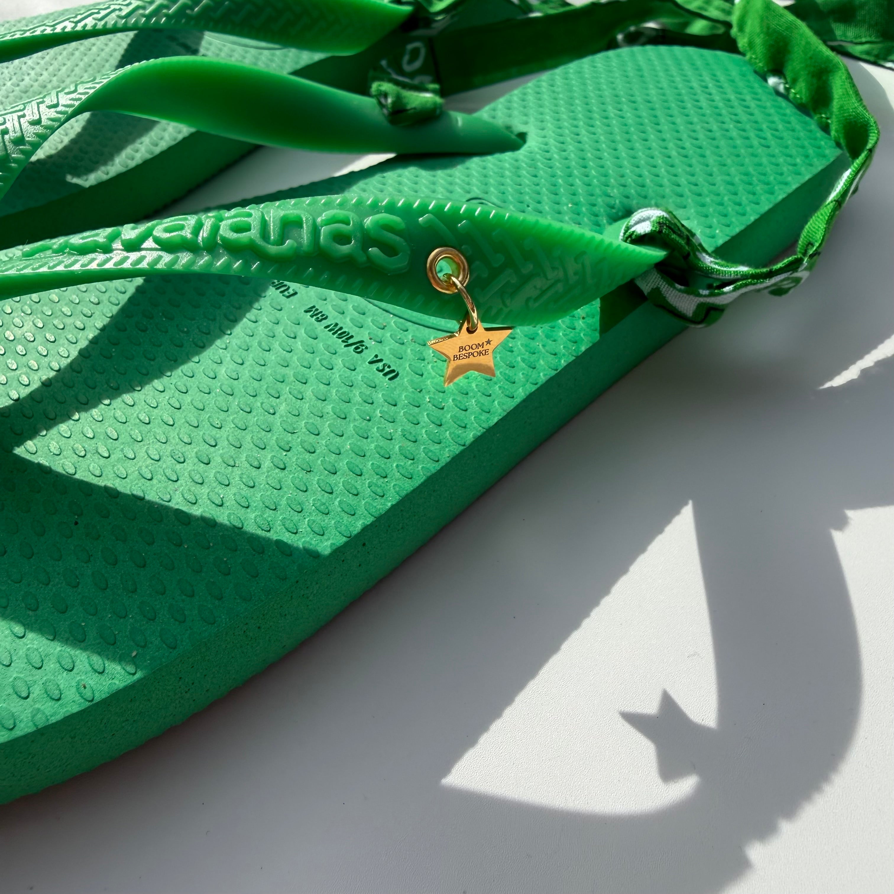‘PALM’ GREEN BANDANA HAVAIANAS TOP FLIP FLOPS BY BOOM BESPOKE