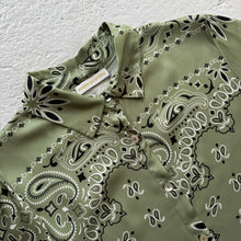 Load image into Gallery viewer, ‘ALOE’ GREEN BANDANA SILK MAXI SHIRT DRESS
